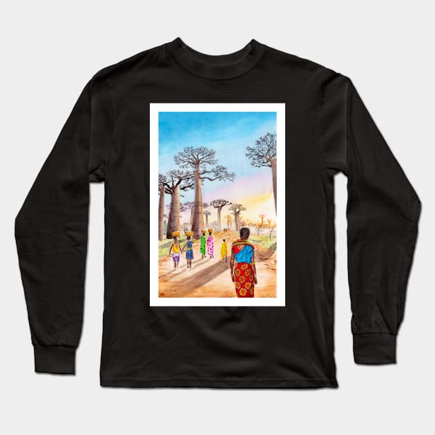 Baobab, Madagascar Long Sleeve T-Shirt by NorrskenArt